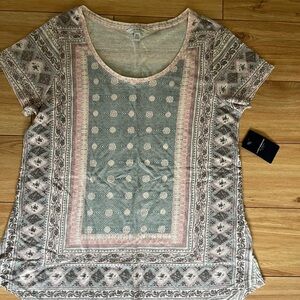 Lucky Brand Pink and Grey Short Sleeve Tee NWT SZ M
